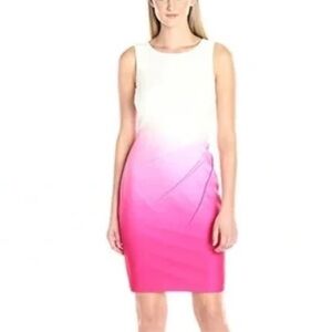 Calvin Klein Pink and White Ombré Starburst Sheath Dress
